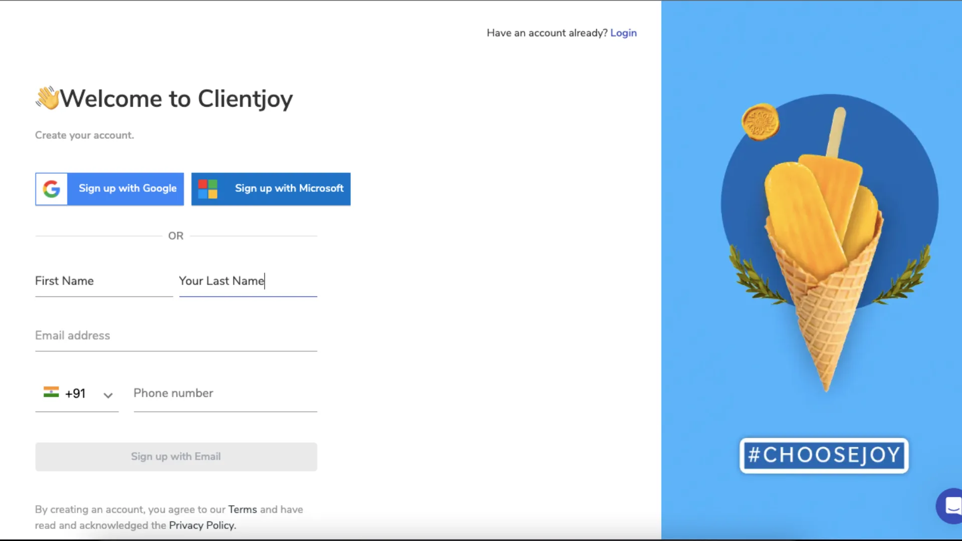 Clientjoy Signup
