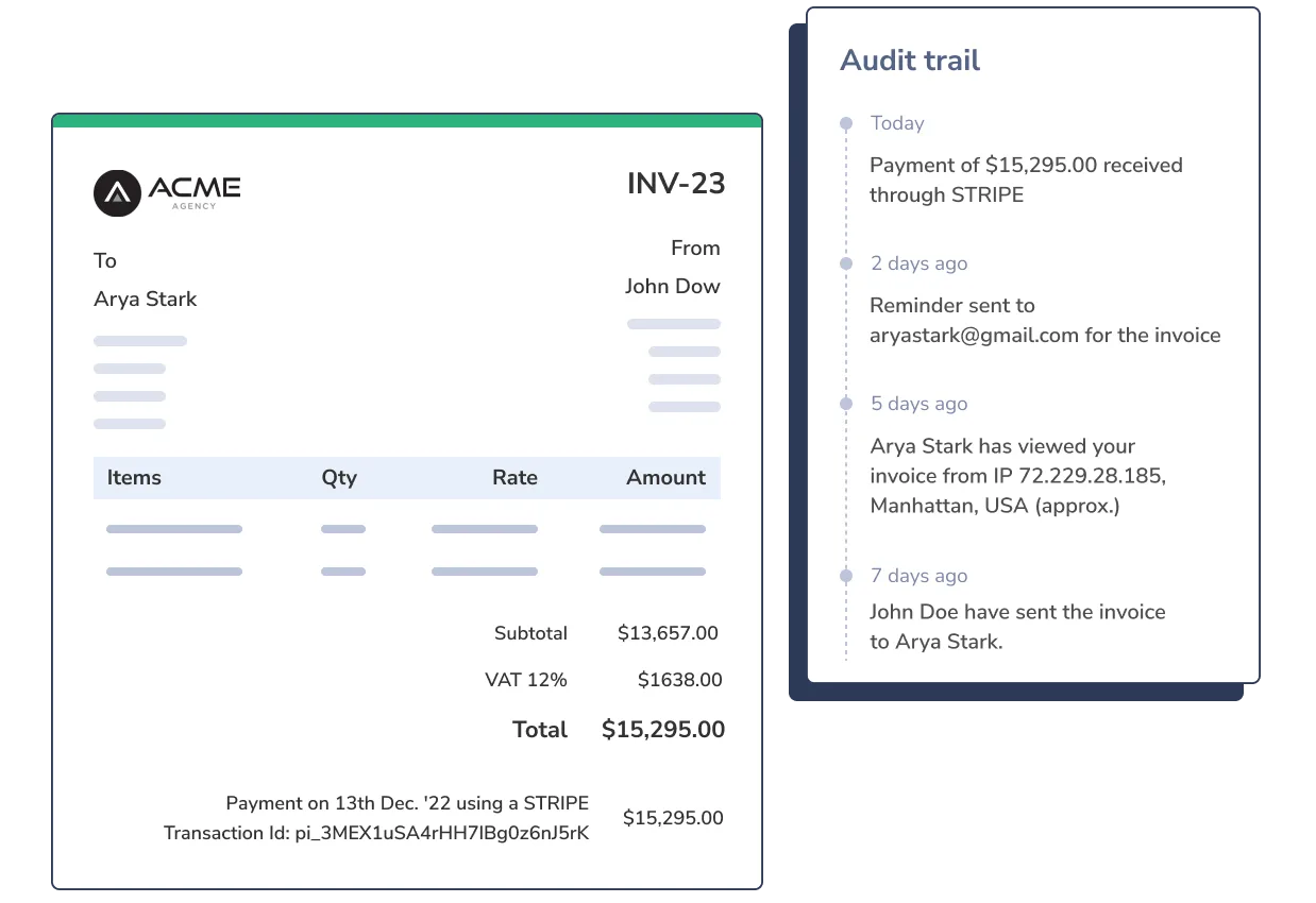 invoice tracking & activity logs 