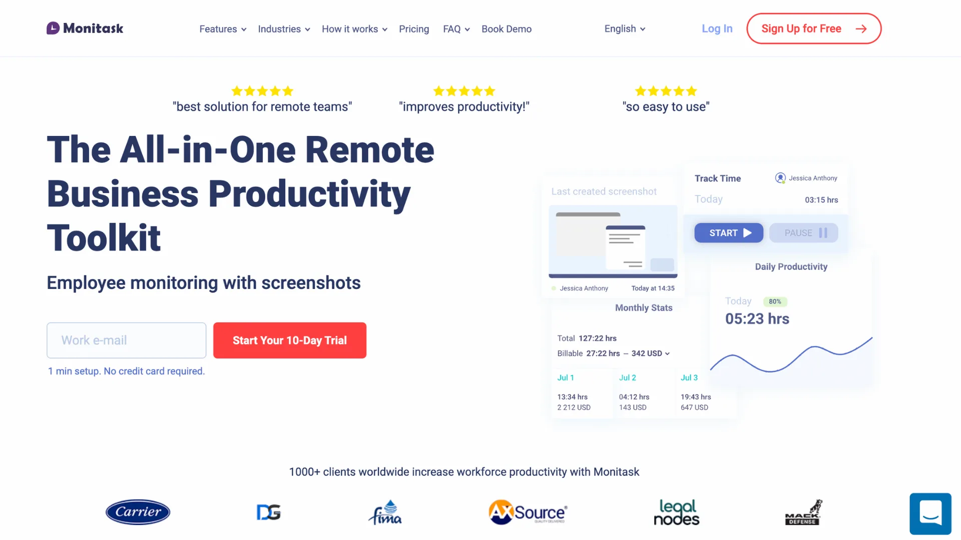 Monitask is one of the best time management tools for agencies to improve remote productivity