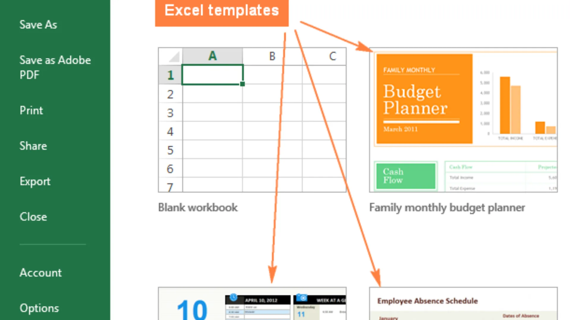 Excel templates