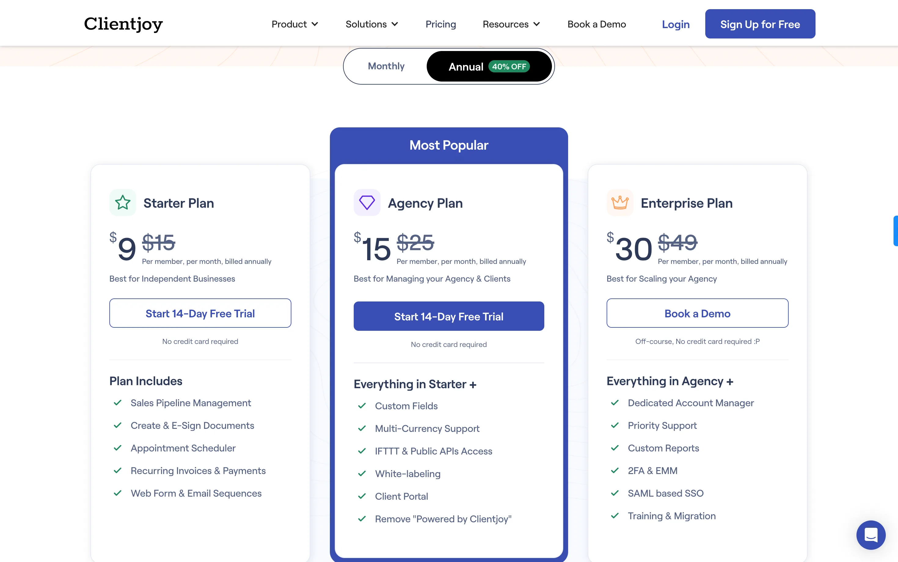 Clientjoy Affordable CRM Pricing Plans